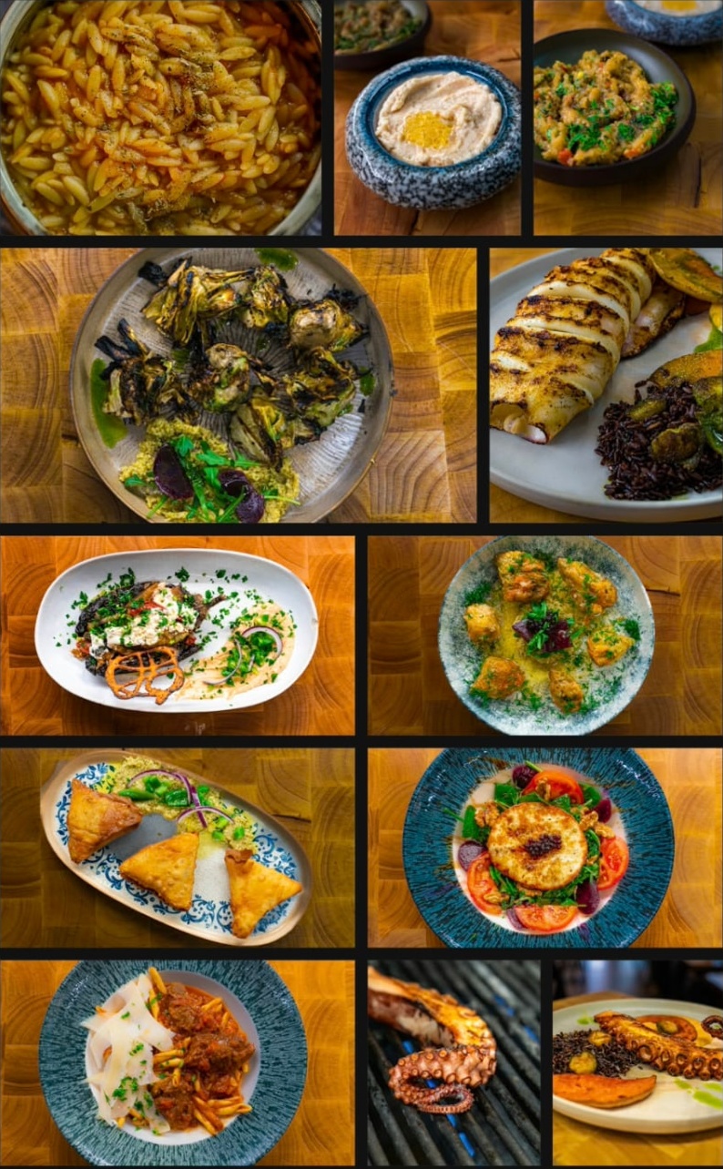 Dishes at Menelas — photo collage supplied to our editorial team; photographer not specified.
