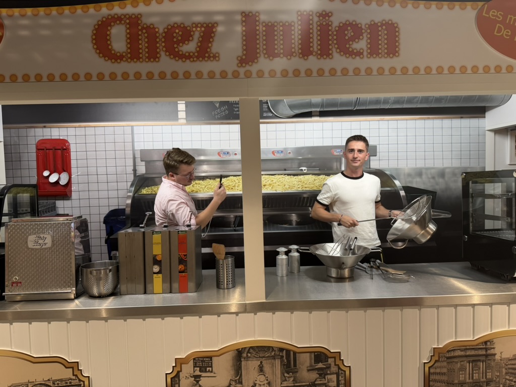 Chez Julien fry shop counter inside the Friet Museum Brussels