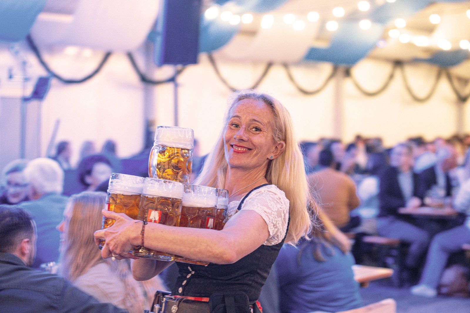 One-litre steins served in the tent