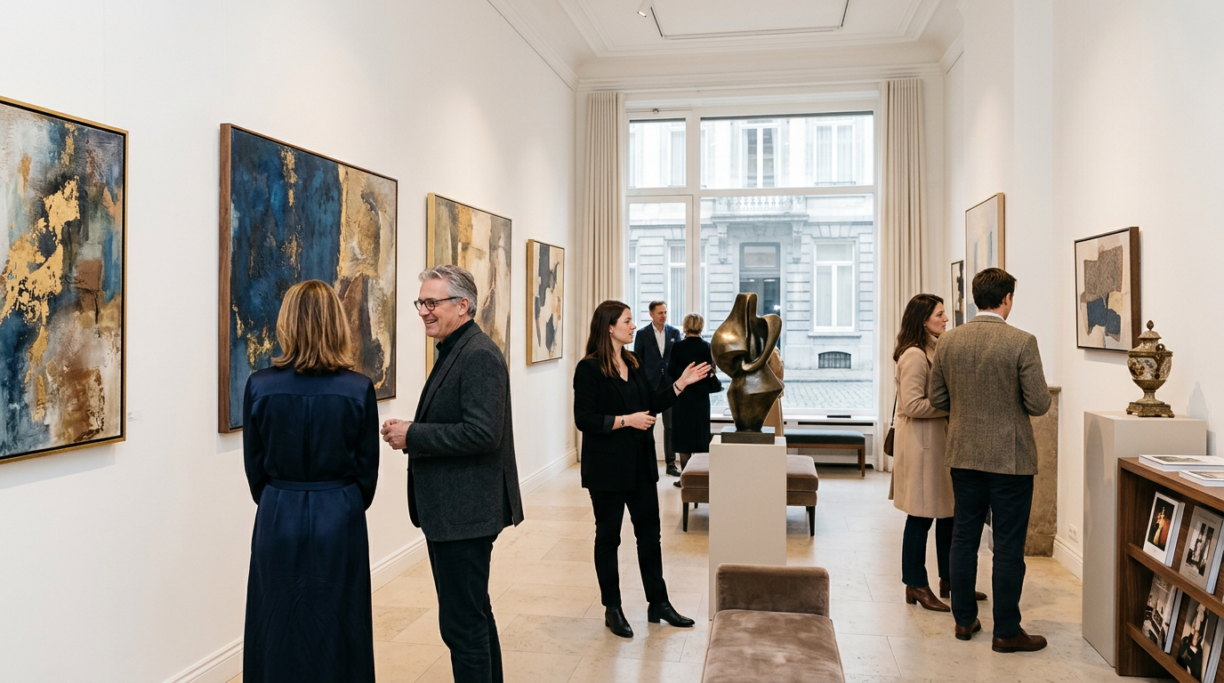 SCOOP — Brussels Art Square unlocks the Sablon’s treasures Bright gallery illustration bringing together ancient art, glass, jewellery and contemporary creation for Brussels Art Square