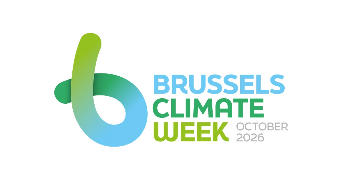 Brussels Climate Week: Brussel komt maandag in actie Officieel Brussels Climate Week October 2026-logo, ongewijzigd en gecentreerd op een witte achtergrond.