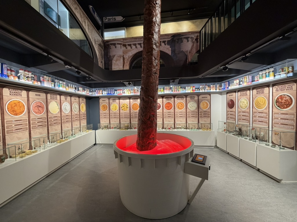 Room dedicated to Belgian sauces with a giant vat at the centre