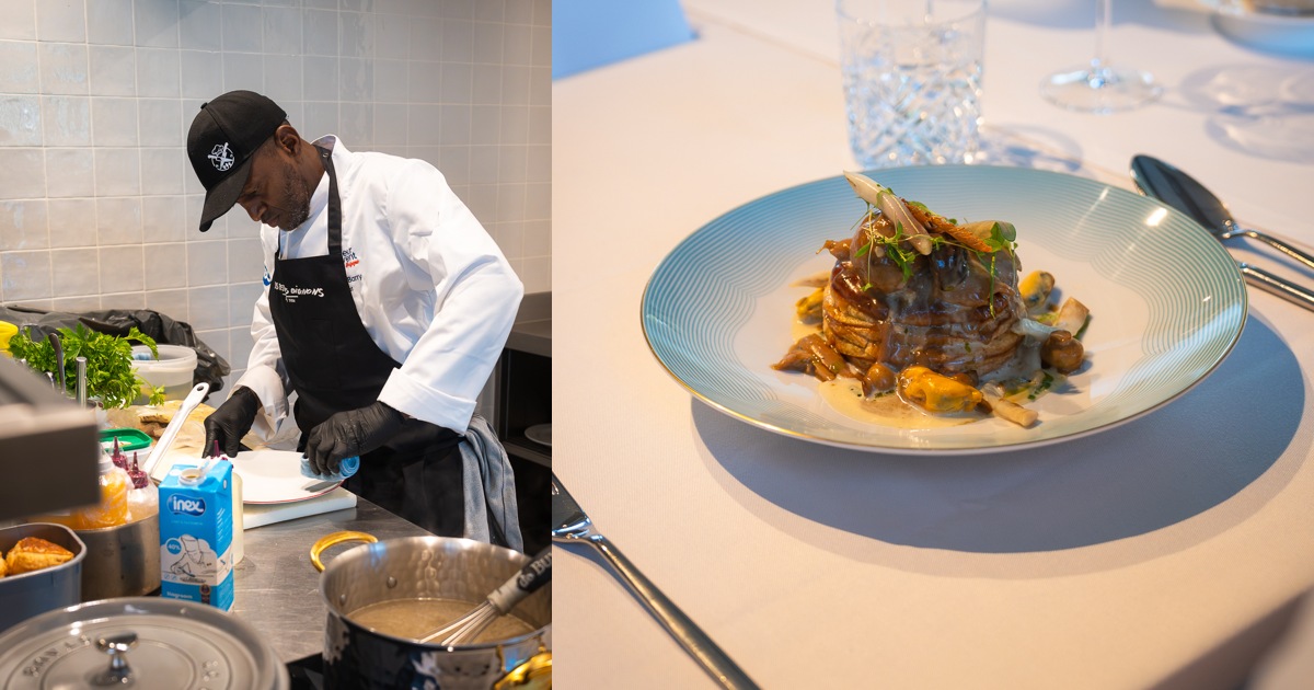 Les Petits Oignons in the final of Belgium’s Best Vol-au-Vent 2026 by INEX Mamadou Barry of Les Petits Oignons cooking during the INEX final; Vol-au-vent by Kenny Bernaerts (De Vijfhoek), winner of the INEX competition 2026