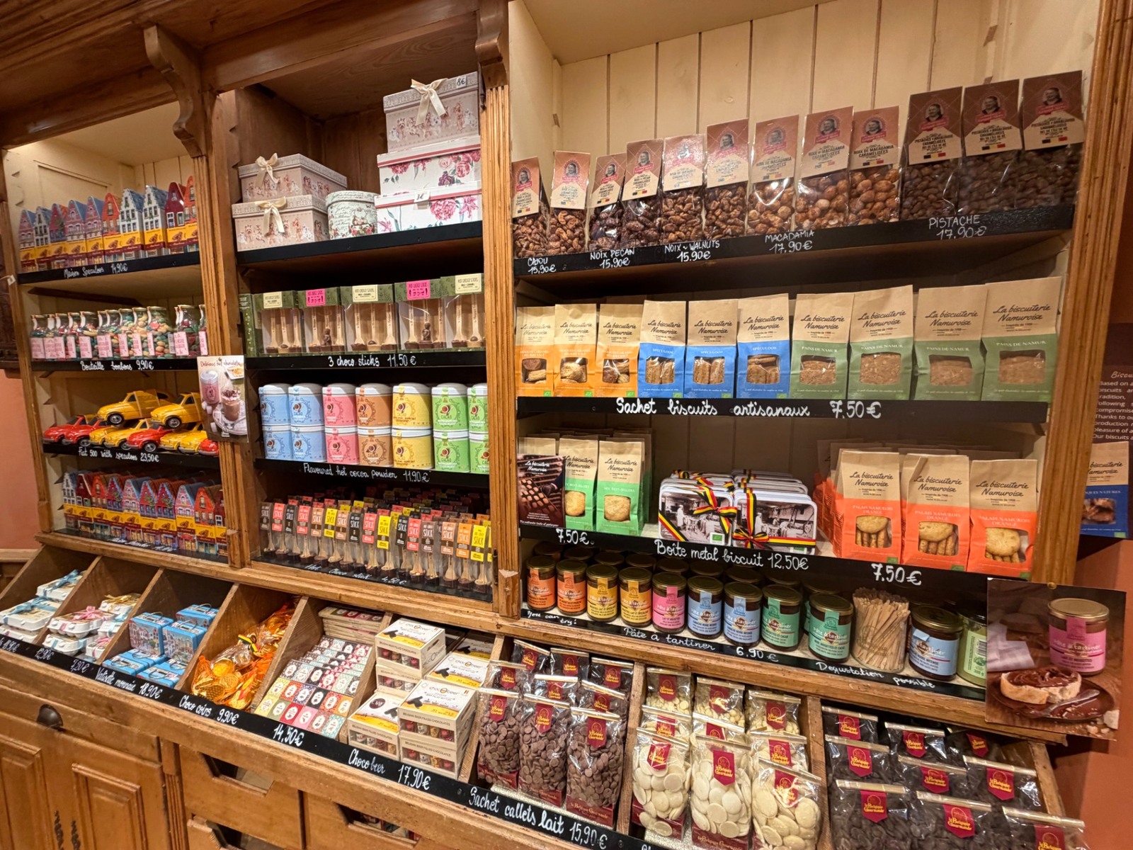 Selection of Belgian treats on Rue de la Colline